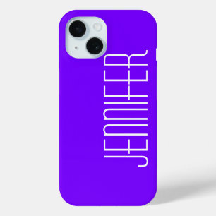 Coque Pour iPhone 15 Violet et blanc coloré, Minimaliste, Nom Jumbo