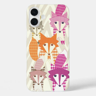 iPhone 16 Plus Case Violet et corail Vintage Fox Art Red Retro