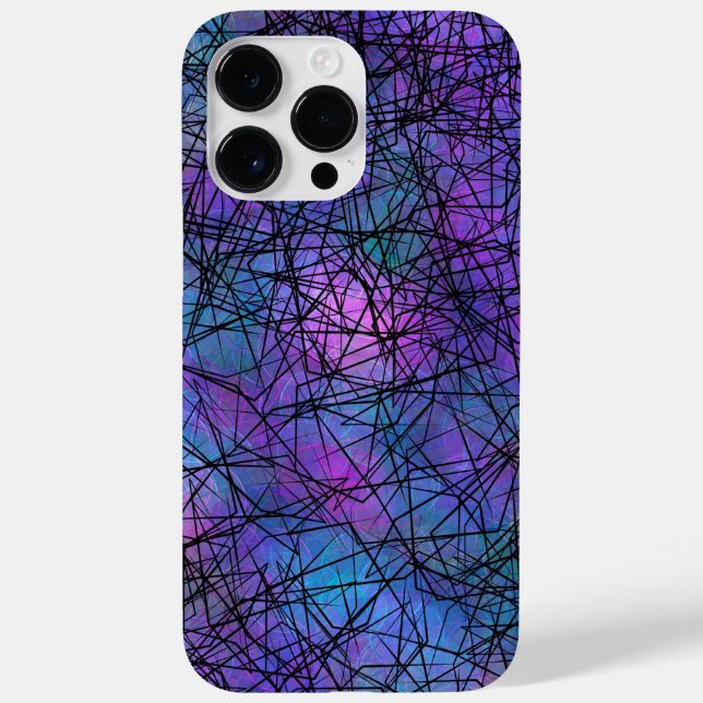 Coques Case-Mate iPhone Violet et noir Abstrait Line Art unique (Verso)