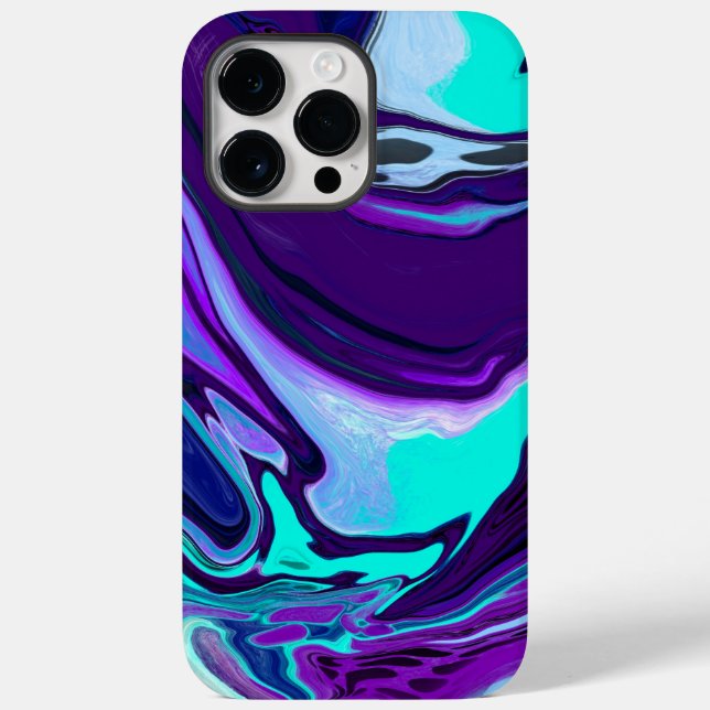 Coques Case-Mate iPhone Violet et Turquoise Abstrait Fluid Art (Verso)