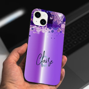 Coque Pour iPhone 14 Violet Metallic Artiste Luxe Chic Design Glam
