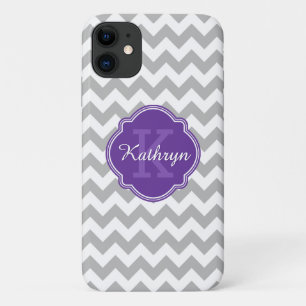 Case-Mate iPhone Case Violet Monogram Grey Chevron Motif