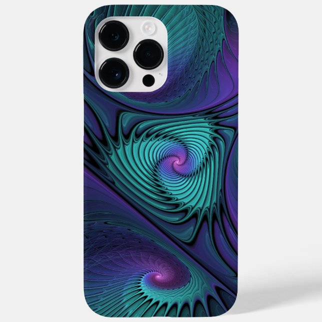 Coques Case-Mate iPhone Violet Rencontre Turquoise Moderne Art Fractal Abs (Verso)