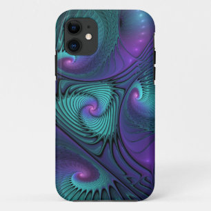 Case-Mate iPhone Case Violet Rencontre Turquoise Moderne Art Fractal Abs