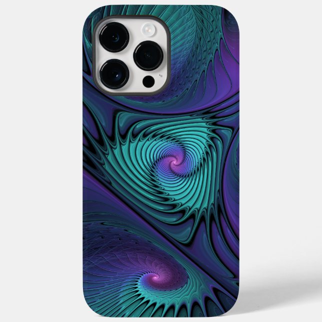 Coques Case-Mate iPhone Violet Rencontre Turquoise Moderne Art Fractal Abs (Verso)