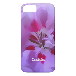 Coque iPhone 8/7 Violet rose Abstrait Hibiscus Fleur personnalisée