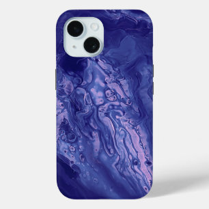 Coque Pour iPhone 15 Violet rose acrylique pourrissant l'art fluide Abs