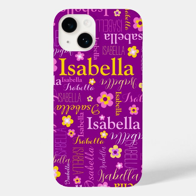 Coques Case-Mate iPhone Violet rose jaune filles Nom Miranda (Verso)