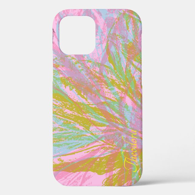 Coques Case-Mate iPhone Violet rose papillon Abstrait or (Verso)