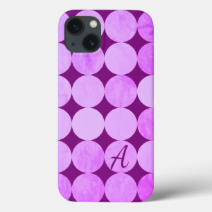 Case-Mate iPhone Case Violet, Violet Magenta et Cercles roses Monogramme