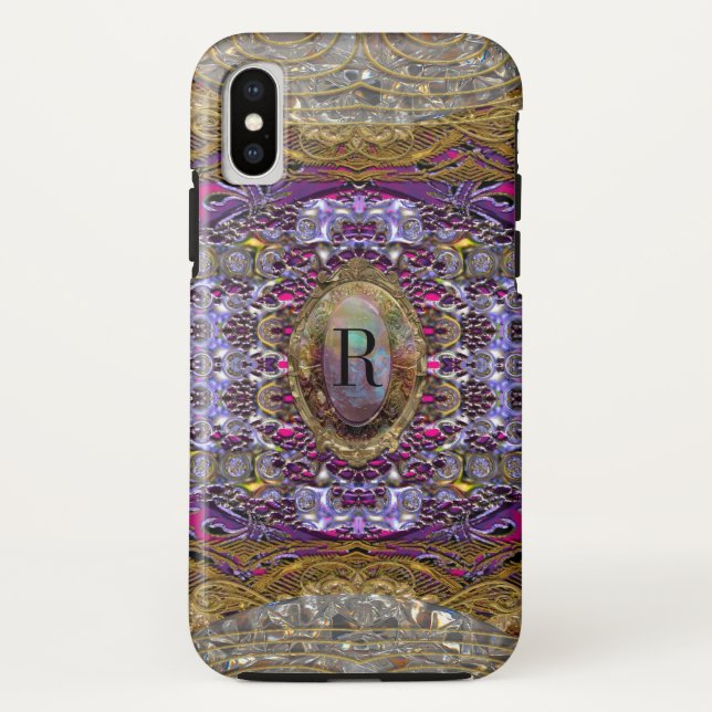 Coques Case-Mate iPhone Violets Baylphine beau monogramme (Dos)
