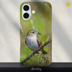 Coque Pour iPhone 16 Vireo à l'oeil rouge Peinture d'oiseaux Nom person
