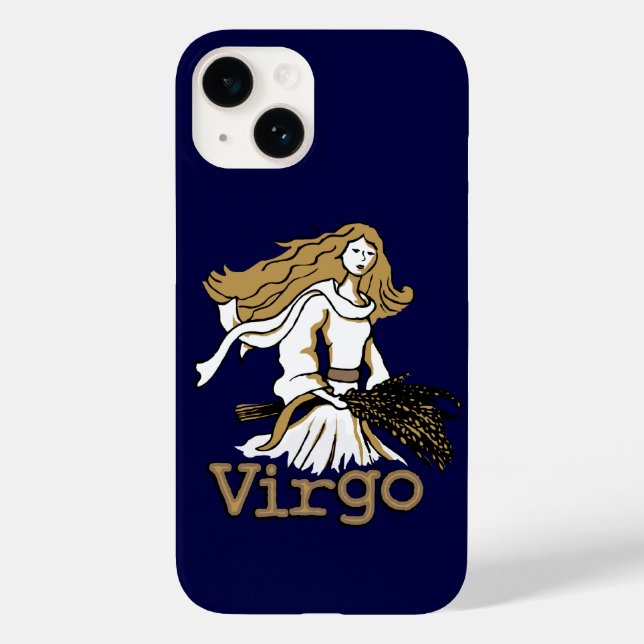 Coques Case-Mate iPhone Virgo Le Maiden zodiac bleu doré (Verso)