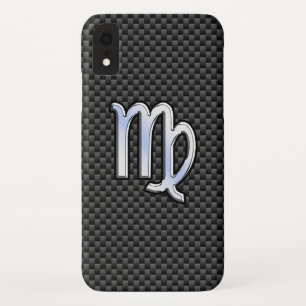 Coques Pour iPhone Virgo Zodiac Sign on Charcoal Black Carbon Fibre