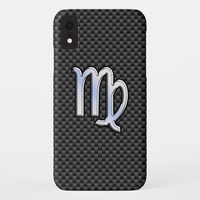 Coques Case-Mate iPhone Virgo Zodiac Sign on Charcoal Black Carbon Fibre (Dos)