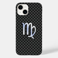 Virgo Zodiac Sign on Charcoal Carbon Fiber