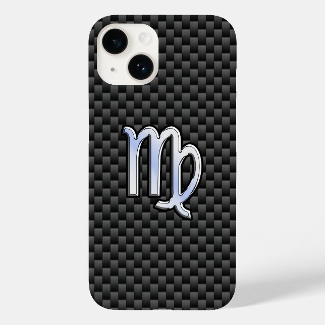 Coques Case-Mate iPhone Virgo Zodiac Sign on Charcoal Carbon Fiber (Verso)
