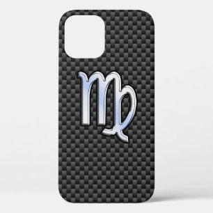 Coques Pour iPhone Virgo Zodiac Sign on Charcoal Carbon Fibre Decor