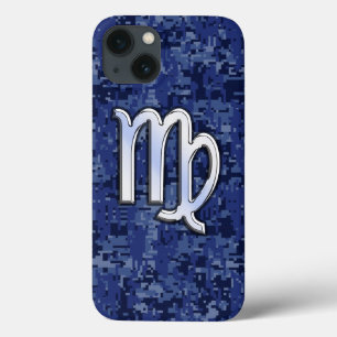 Etui iPhone Case-Mate Virgo Zodiac sur le Décor Camo numérique bleu mari