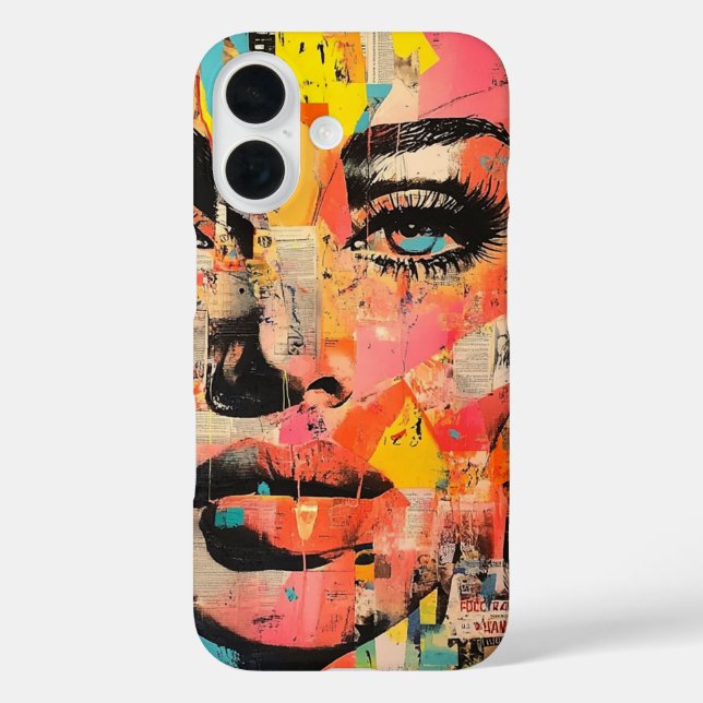 Coques Case-Mate iPhone Visage d'art pop rétro sur papier journal (Verso)