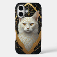 Visage de chat doré craquelé Art animal mystique ✨