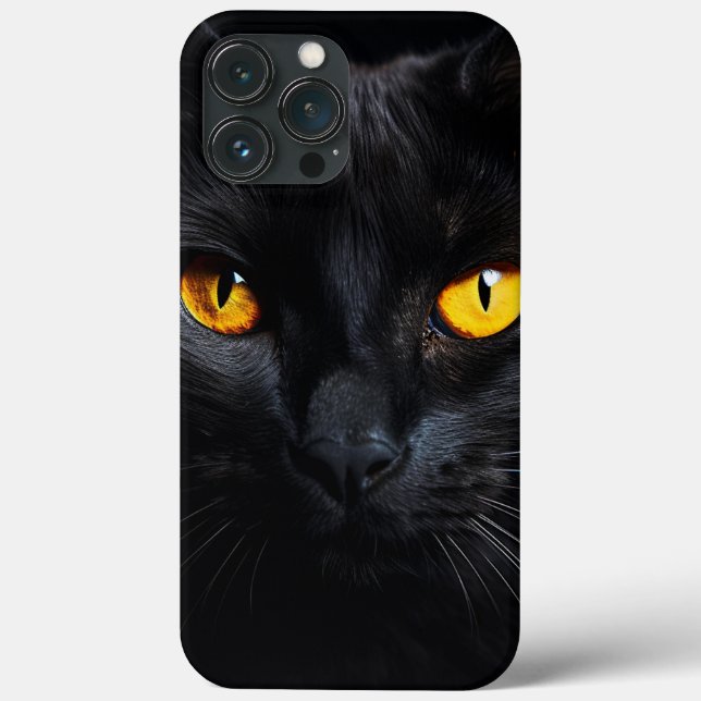 Coques Case-Mate iPhone Visage de chat noir (Verso)