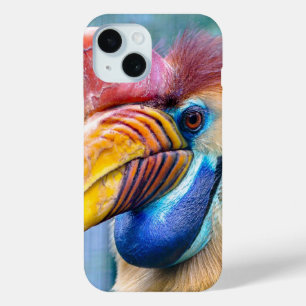 Coque Pour iPhone 15 Visage de la Hornbill à bec noir coloré