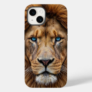 Coque Pour iPhone 14 Visage de lion majestueux aux yeux bleus Faune A