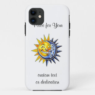Coques Pour iPhone Visage de lune heureux du soleil de bande dessinée