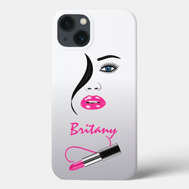 Coques Case-Mate iPhone Visage élégant avec Lipstick rose dans le miroir (Verso)