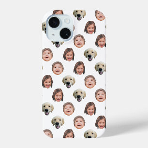 Coque Pour iPhone 15 Visage Familial Personnalisé 3 Photos Blanc