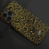Visage Souriant Heureux Motif Sourire Jaune Noir