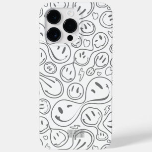 Coque Pour Pour iPhone 14 Pro Max Visage souriant moderne Motif élégant blanc
