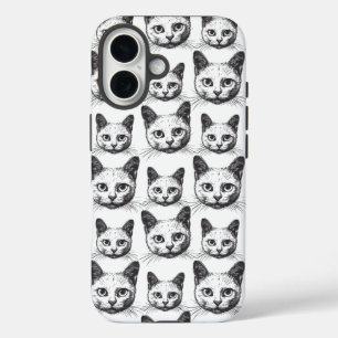 Coque Pour iPhone 16 Visages minimalistes de chats