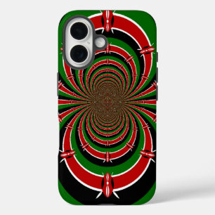 Coques iPhone 16 Vision Kenya vibrante Drapeau kenyan abstrait en