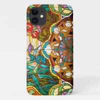 Vitrail Art nouveau fleuri