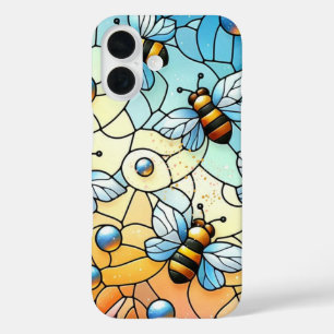 Coque Pour iPhone 16 Vitrail fantaisiste d'abeilles 