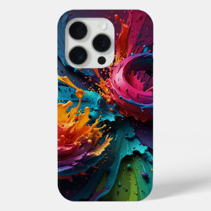 Coque iPhone 15 Pro Vivid Abstrait Splash Art - Colorful Paint Explosi