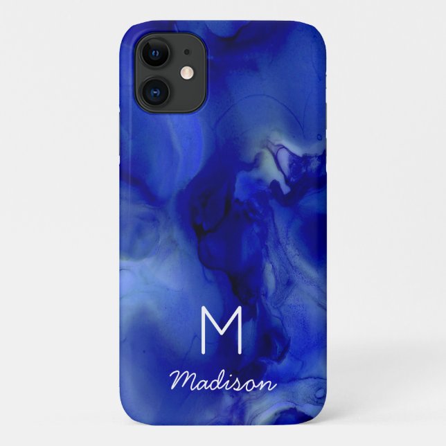 Coques Case-Mate iPhone Vivid Blue Marbled Alcool Encre Texogramme (Dos)