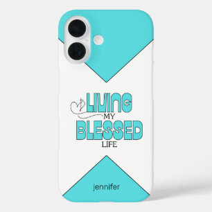 Coque Pour iPhone 16 Vivre ma vie bienheureuse Aqua Blue