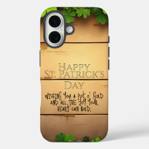 Coque Pour iPhone 16 Vœux chanceux de la Saint-Patrick 🍀