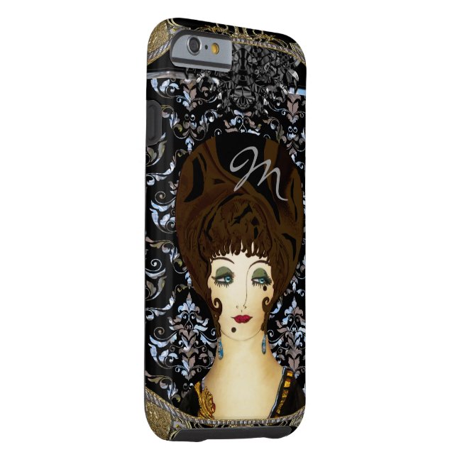 Coques Case-Mate iPhone Voici Brunette Beauté Monogramme (Dos/Droite)