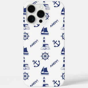 Coques iPhone 16 Pro Max Voile Motif illustratif Marine Bleu+Blanc