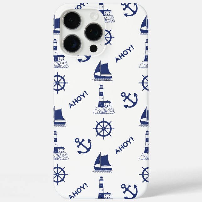 Coques Case-Mate iPhone Voile Motif illustratif Marine Bleu+Blanc (Verso)