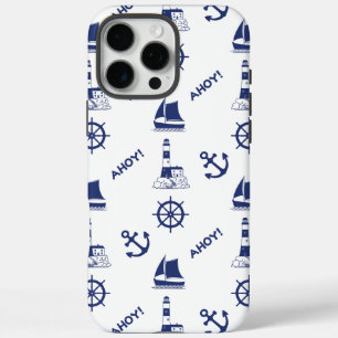 Coques iPhone 16 Pro Max Voile Motif illustratif Marine Bleu+Blanc
