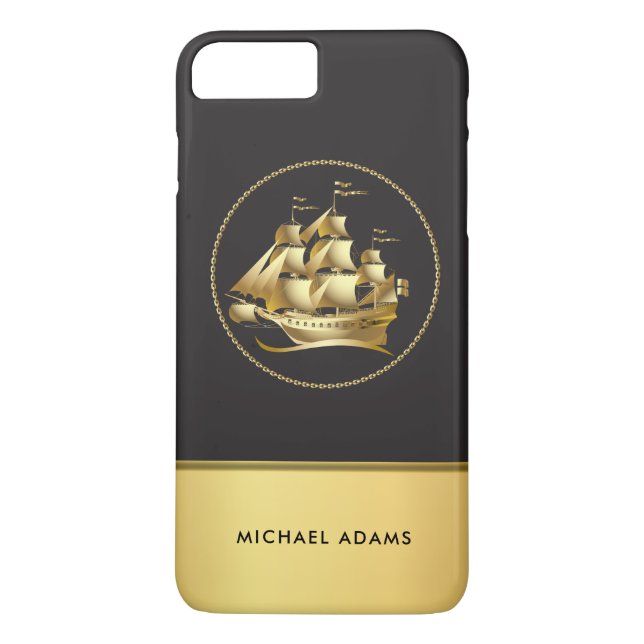 Coques Case-Mate iPhone Voilier nautique masculin avec Monogramme (Dos)