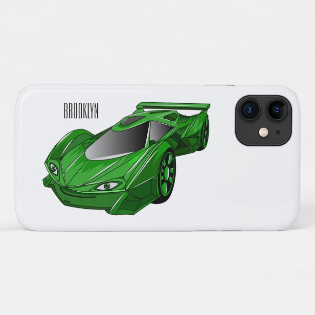 Coques Case-Mate iPhone Voiture de sport verte avec illustration airfos (Dos (Horizontal))