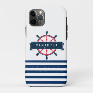 Case-Mate iPhone Case Volant de bateau nautique, rayures bleu marine