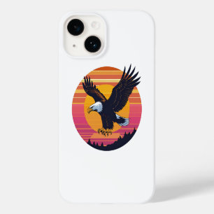 Coque Pour iPhone 14 Voler Haute Sol Libre - Retro Eagle Sunset Graphic