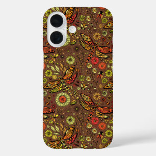 Coque Pour iPhone 16 Voler, voler libellule sur la cannelle brun